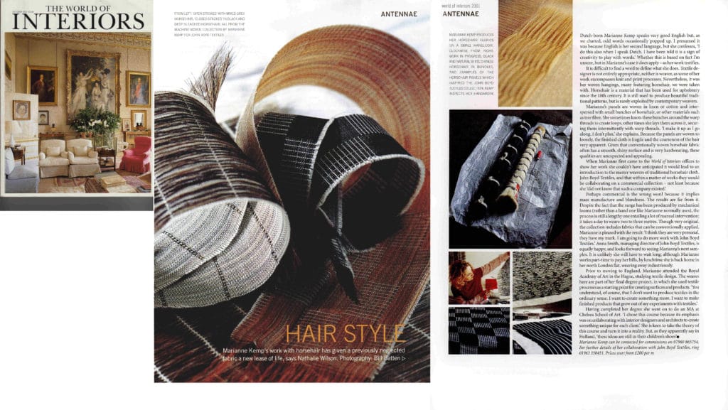 publication World of Interiors magazine 2001