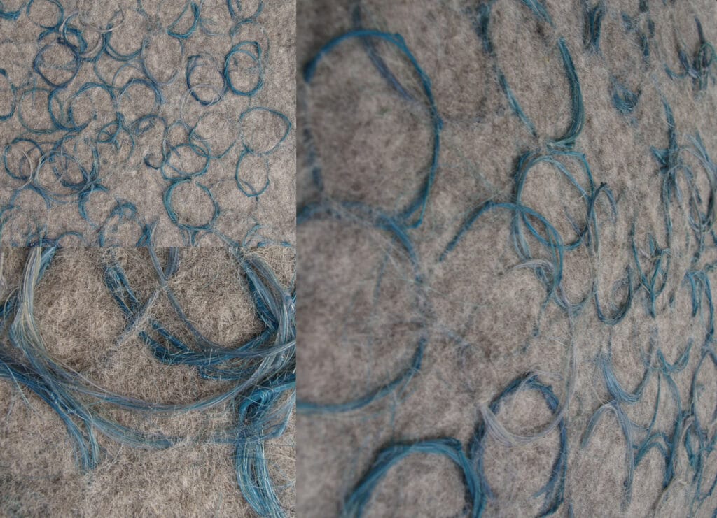 Marianne Kemp - acoustic fabric - sheepwool and horsehair horsehair circles in felted wool