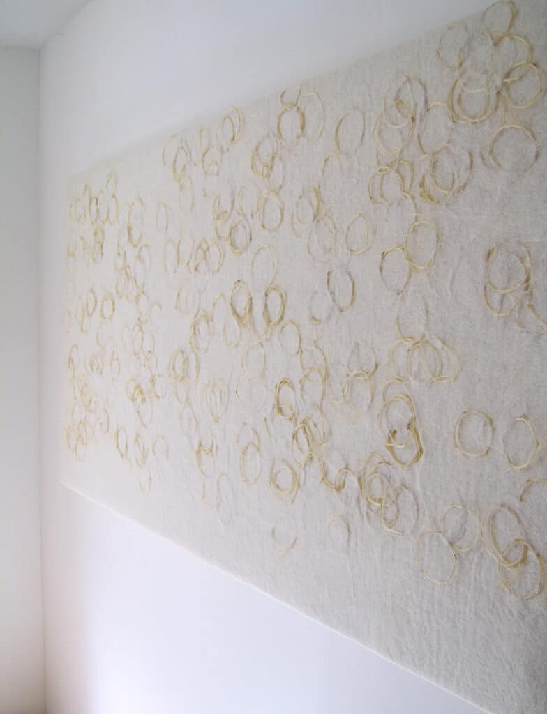Marianne Kemp - acoustic wall panel - wool horsehair wall piece horsehair and wool