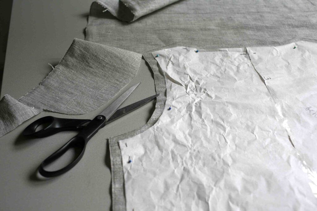 cutting the fabric for t shirt