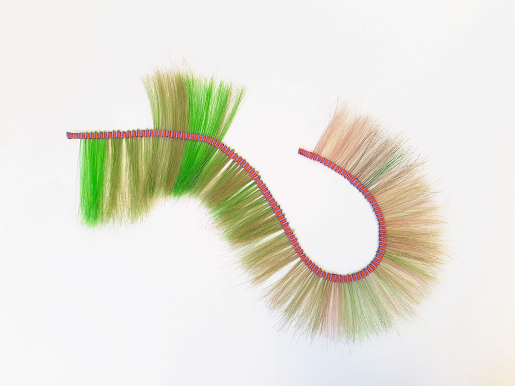 afb Bright green fluffy weaving