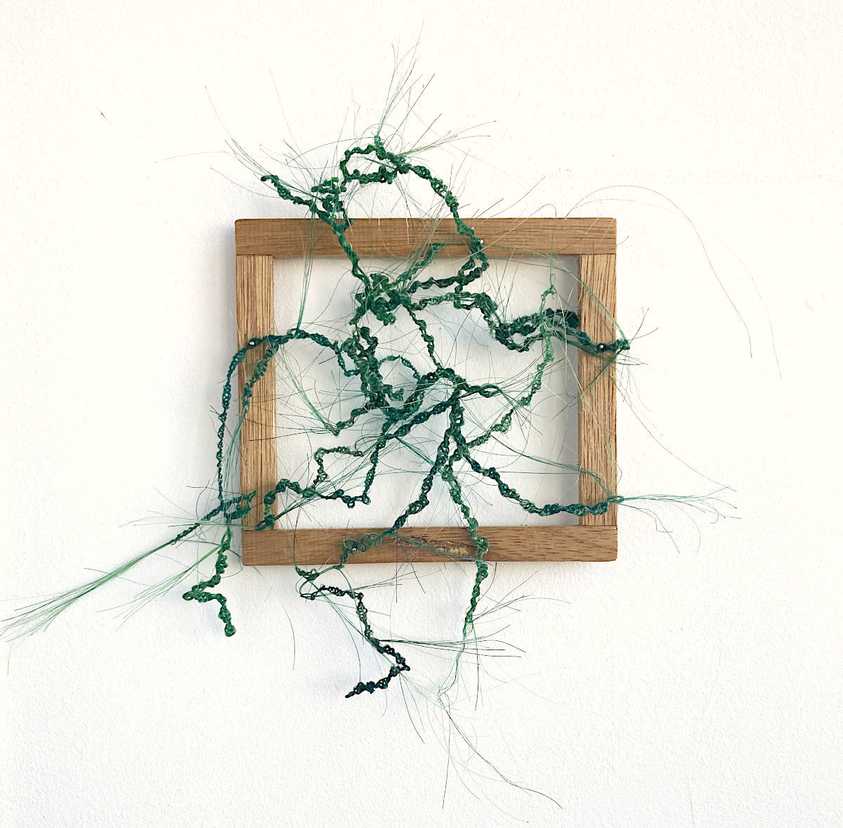 afb green knotted horsehair on littel wooden frame
