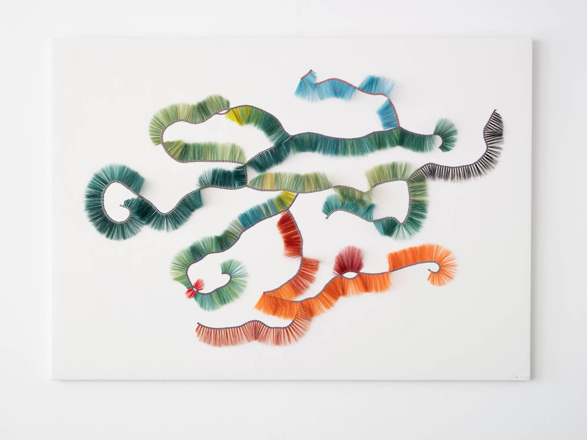green orange horsehair wandering weaving wall-piece